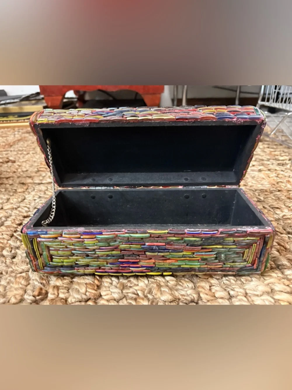 Colorful Handwoven Rectangular Trinket Box - Picture 6 of 8